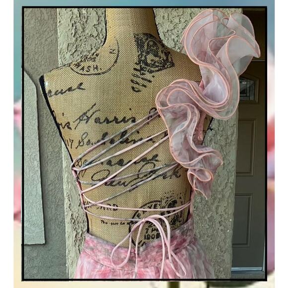 Lulus Decadent Dreamer Pink Floral Backless One-Shoulder Maxi Dress Size M - Picture 5 of 10